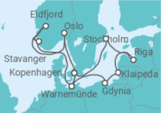 Reiseroute der Kreuzfahrt  Norwegen, Dänemark, Deutschland, Polen, Litauen, Lettland, Schweden - MSC Cruises