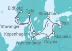 Reiseroute der Kreuzfahrt  Norwegen, Dänemark, Deutschland, Polen, Litauen, Lettland, Schweden Alles Inklusive - MSC Cruises