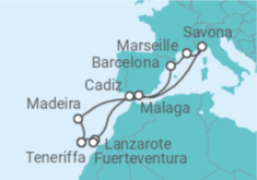 Reiseroute der Kreuzfahrt  Kanaren - Costa Kreuzfahrten