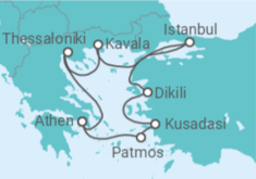 Reiseroute der Kreuzfahrt  Türkei, Griechenland - Celestyal Cruises