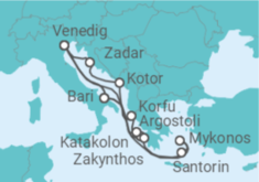 Reiseroute der Kreuzfahrt  Italien, Griechenland, Montenegro Alles Inklusive - Costa Kreuzfahrten