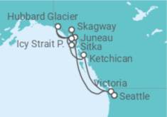 Reiseroute der Kreuzfahrt  Alaska - NCL Norwegian Cruise Line