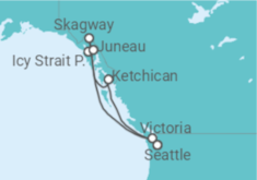 Reiseroute der Kreuzfahrt  Alaska - NCL Norwegian Cruise Line