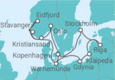 Reiseroute der Kreuzfahrt  Deutschland, Polen, Litauen, Lettland, Schweden, Dänemark, Norwegen - MSC Cruises