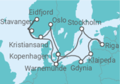 Reiseroute der Kreuzfahrt  Deutschland, Polen, Litauen, Lettland, Schweden, Dänemark, Norwegen Alles Inklusive - MSC Cruises