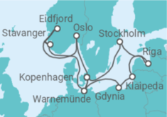 Reiseroute der Kreuzfahrt  Deutschland, Norwegen, Dänemark, Polen, Litauen, Lettland, Schweden Alles Inklusive - MSC Cruises