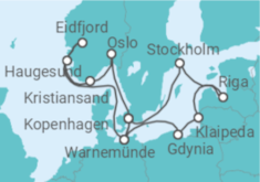 Reiseroute der Kreuzfahrt  Deutschland, Polen, Litauen, Lettland, Schweden, Dänemark, Norwegen - MSC Cruises