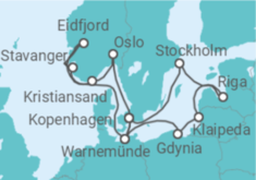 Reiseroute der Kreuzfahrt  Deutschland, Norwegen, Dänemark, Polen, Litauen, Lettland, Schweden - MSC Cruises