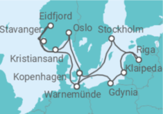 Reiseroute der Kreuzfahrt  Deutschland, Norwegen, Dänemark, Polen, Litauen, Lettland, Schweden Alles Inklusive - MSC Cruises