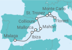 Reiseroute der Kreuzfahrt  Sonnige Balearen und die glamouröse Côte d’Azur - Hapag-Lloyd Cruises