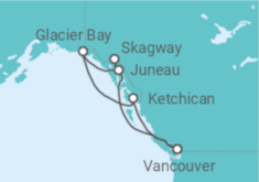 Reiseroute der Kreuzfahrt  Alaska - Holland America Line