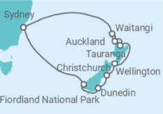 Reiseroute der Kreuzfahrt  New Zealand - Princess Cruises