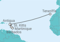 Reiseroute der Kreuzfahrt  Von Barbados nach Teneriffa - AIDA