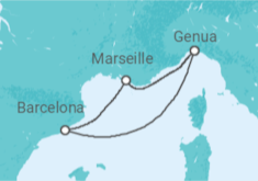 Reiseroute der Kreuzfahrt  Frankreich, Spanien - Costa Kreuzfahrten