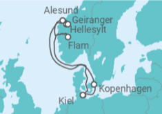 Reiseroute der Kreuzfahrt  Dänemark, Norwegen - MSC Cruises