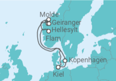 Reiseroute der Kreuzfahrt  Dänemark, Norwegen - MSC Cruises