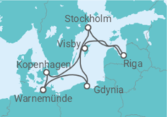 Reiseroute der Kreuzfahrt  Polen, Schweden, Lettland, Dänemark Alles Inklusive - MSC Cruises