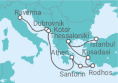 Reiseroute der Kreuzfahrt  Kroatien, Montenegro, Griechenland, Türkei - NCL Norwegian Cruise Line