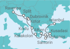 Reiseroute der Kreuzfahrt  Von Istanbul (Türkei) nach Ravenna (Italien) - NCL Norwegian Cruise Line