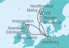 Reiseroute der Kreuzfahrt  Norwegen, Deutschland, Vereinigtes Königreich - Costa Kreuzfahrten