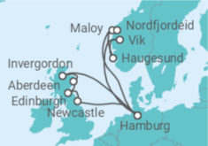 Reiseroute der Kreuzfahrt  Vereinigtes Königreich, Deutschland Alles Inklusive - Costa Kreuzfahrten