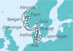 Reiseroute der Kreuzfahrt  Große Skandinavien-Reise ab Kiel - AIDA