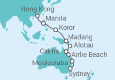 Reiseroute der Kreuzfahrt  Von Sydney (Australien) nach Hong Kong (China) - Azamara