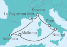 Reiseroute der Kreuzfahrt  Spanien, Italien Alles Inklusive - Costa Kreuzfahrten