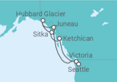 Reiseroute der Kreuzfahrt  Alaska - Holland America Line