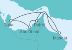 Reiseroute der Kreuzfahrt  Vereinigte Arabische Emirate, Oman, Katar - Costa Kreuzfahrten