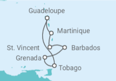 Reiseroute der Kreuzfahrt  Barbados, Martinique Alles Inklusive - Costa Kreuzfahrten