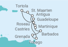 Reiseroute der Kreuzfahrt  Barbados, Martinique, Guadeloupe, Britische Jungferninseln, Sint Maarten, Antigua Und Barbuda, St... - Costa Kreuzfahrten