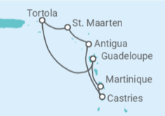 Reiseroute der Kreuzfahrt  Britische Jungferninseln, Sint Maarten, Antigua Und Barbuda, St. Lucia, Martinique - Costa Kreuzfahrten