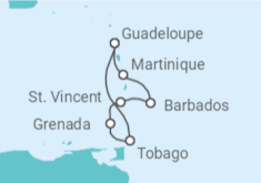 Reiseroute der Kreuzfahrt  Barbados, Martinique - Costa Kreuzfahrten