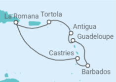 Reiseroute der Kreuzfahrt  St. Lucia, Barbados, Guadeloupe, Antigua Und Barbuda, Britische Jungferninseln - Costa Kreuzfahrten