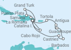 Reiseroute der Kreuzfahrt  St. Lucia, Barbados, Guadeloupe, Antigua Und Barbuda, Britische Jungferninseln, Dominikanische Re... - Costa Kreuzfahrten