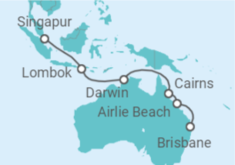 Reiseroute der Kreuzfahrt  Australien - Royal Caribbean