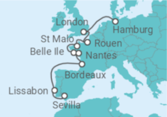 Reiseroute der Kreuzfahrt  Europas Flüsse – Premierenroute auf sieben Flüssen - Hapag-Lloyd Cruises