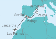 Reiseroute der Kreuzfahrt  Von Gran Canaria nach Mallorca - AIDA