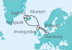 Reiseroute der Kreuzfahrt  Vereinigtes Königreich, Island - MSC Cruises