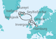 Reiseroute der Kreuzfahrt  Vereinigtes Königreich, Island - MSC Cruises