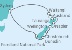 Reiseroute der Kreuzfahrt  New Zealand - Princess Cruises