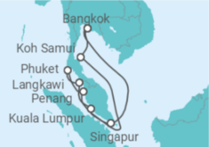 Reiseroute der Kreuzfahrt  Malaysia & Thailand - Princess Cruises