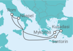 Reiseroute der Kreuzfahrt  Griechenland, Türkei, Italien Alles Inklusive - MSC Cruises