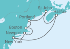 Reiseroute der Kreuzfahrt  Canada & New England - Princess Cruises