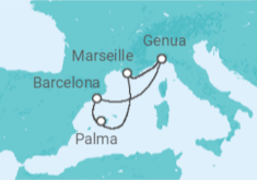 Reiseroute der Kreuzfahrt  Frankreich, Spanien Alles Inklusive - MSC Cruises