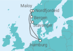 Reiseroute der Kreuzfahrt  Norwegen ab Hamburg - AIDA