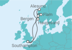 Reiseroute der Kreuzfahrt  Norwegen - Celebrity Cruises