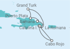 Reiseroute der Kreuzfahrt  Bahamas, Dominikanische Republik - Costa Kreuzfahrten