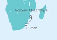 Reiseroute der Kreuzfahrt  Südafrika - MSC Cruises